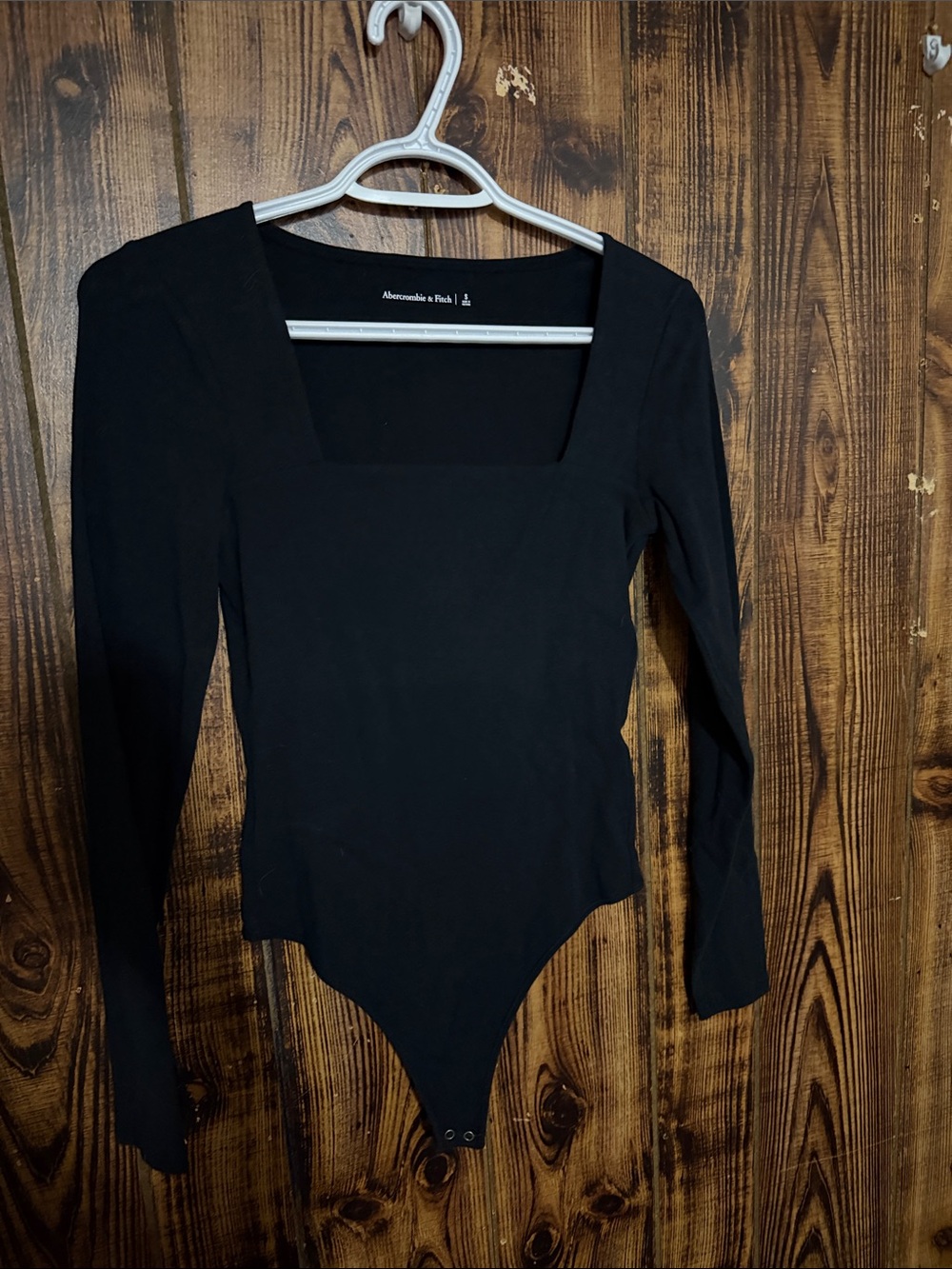 Abercrombie & Fitch Black Square-Neck Long-Sleeve Bodysuit